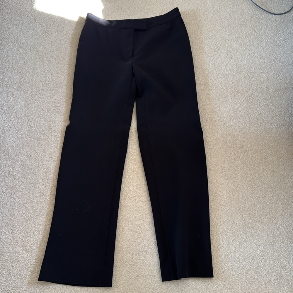 Donna Karan Wool Tab Front Classic Black Trousers